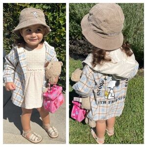 Zara Snoopy Bucket Hat & Plaid Overshirt